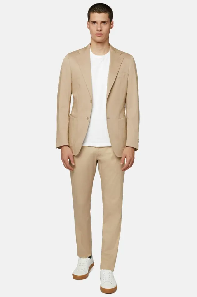 Suits Men Boggi Milano Beige B Tech Cotton And Stretch Nylon Suit Beige