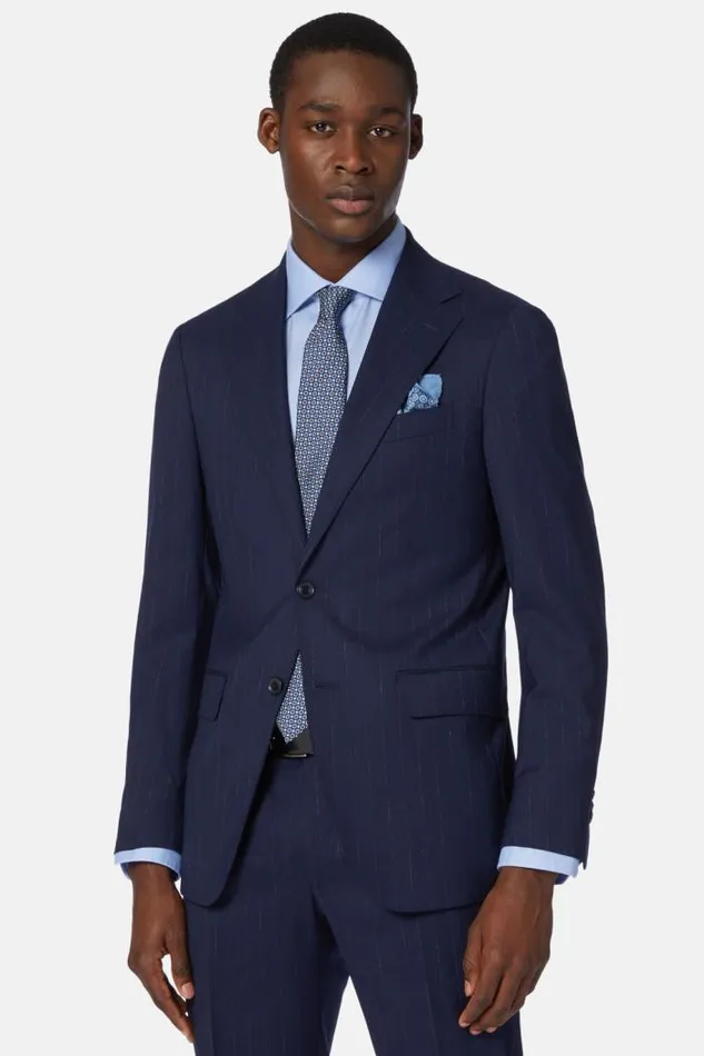 Suits Men Boggi Milano Blue Pinstripe Pure Wool Suit Blue Suits Men Boggi Milano Blue Pinstripe Pure Wool Suit Blue