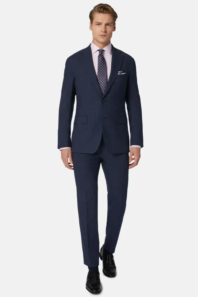 Suits Men Boggi Milano Blue Pinstripe Suit In Woven Wool Blue