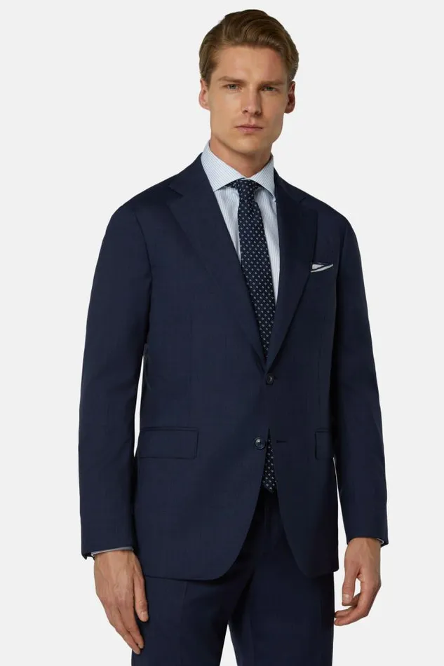 Suits Men Boggi Milano Navy Prince Of Wales Check Suit In Super 150 Wool Navy Blue
