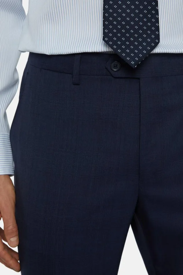 Suits Men Boggi Milano Navy Prince Of Wales Check Suit In Super 150 Wool Navy Blue