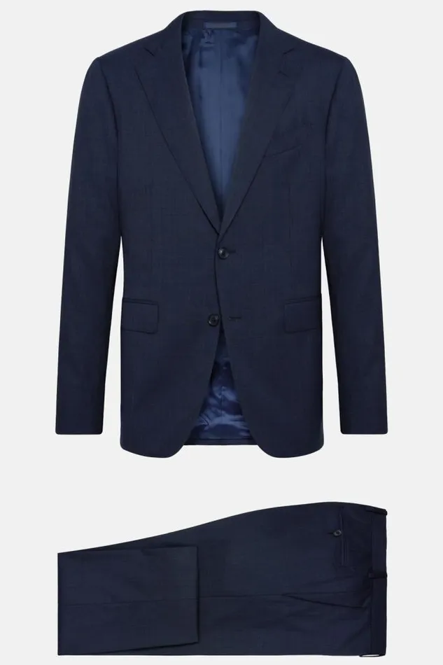 Suits Men Boggi Milano Navy Prince Of Wales Check Suit In Super 150 Wool Navy Blue