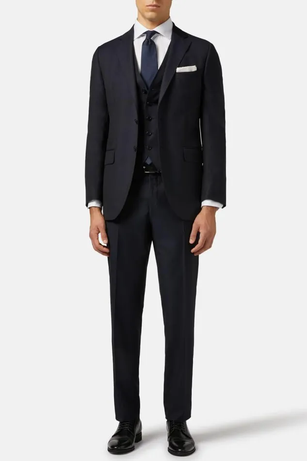 Suits Men Boggi Milano Navy Suit In Super 130 Wool Navy Blue