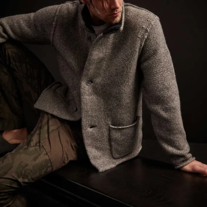 Sweaters Men James Perse Wool Blend Button Up Cardigan Heather Grey