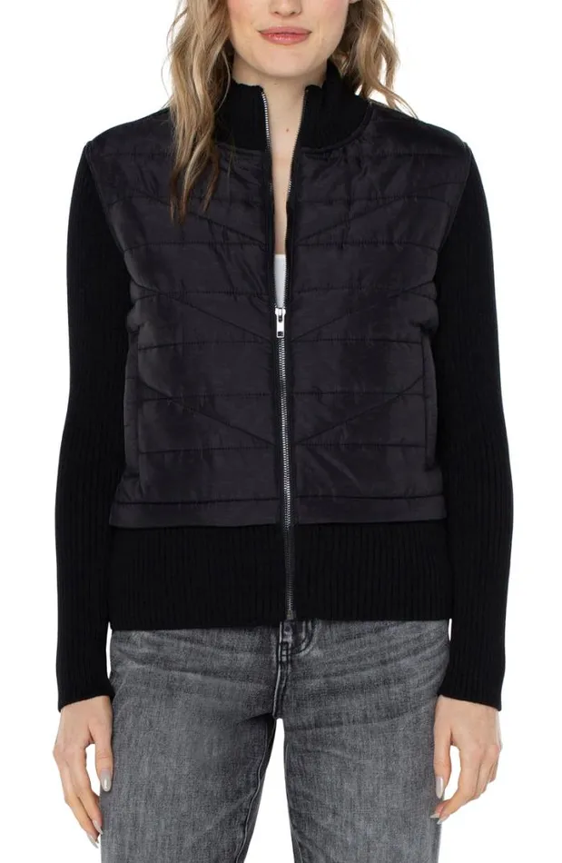 SWEATERS Women Liverpool Los Angeles QUILTED FULL ZIP SWEATER Black