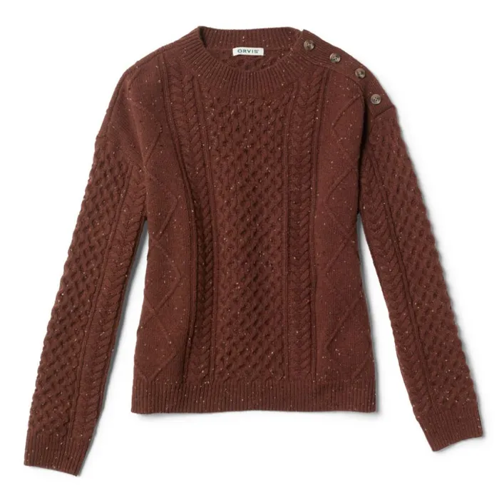 Sweaters Women Orvis Donegal Fisherman Crew Sweater Redwood