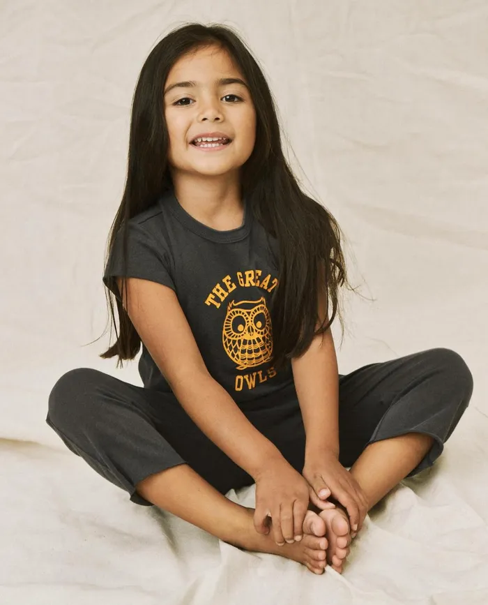 Tees and Sweats Kids The Great The Little Boxy Crew Graphic Navy With Owl Graphic
