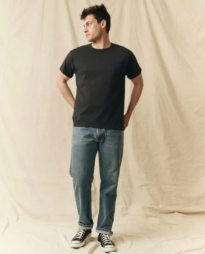 Tees and Sweats Men The Great The Men039s Pure Knits Boxy Crew Solid Almost Black