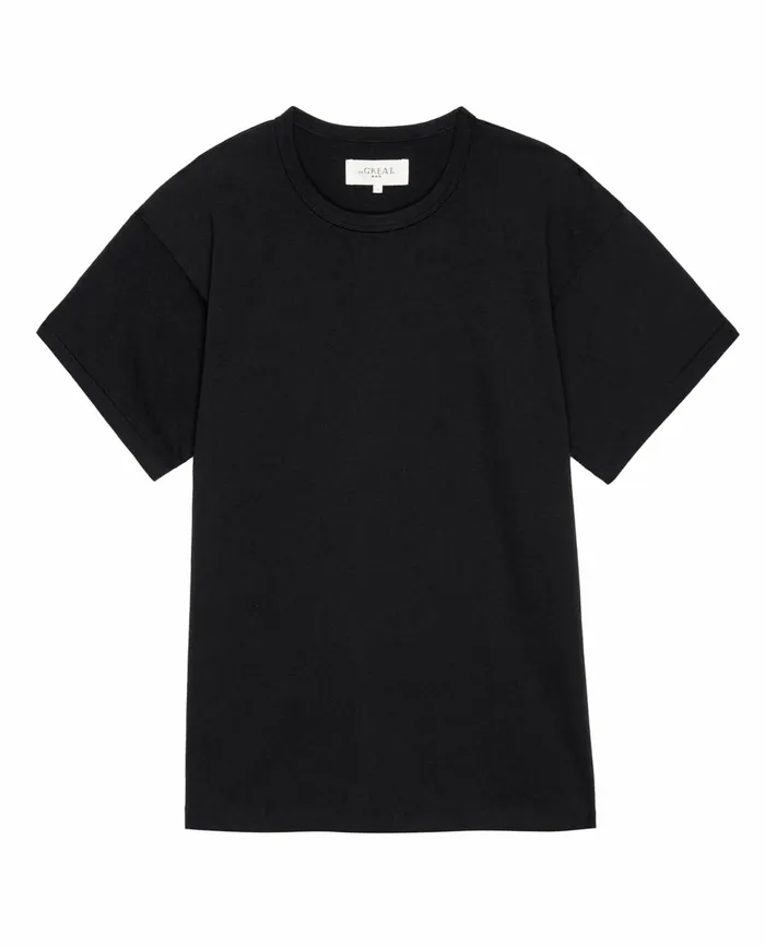 Tees and Sweats Men The Great The Men039s Pure Knits Boxy Crew Solid Almost Black