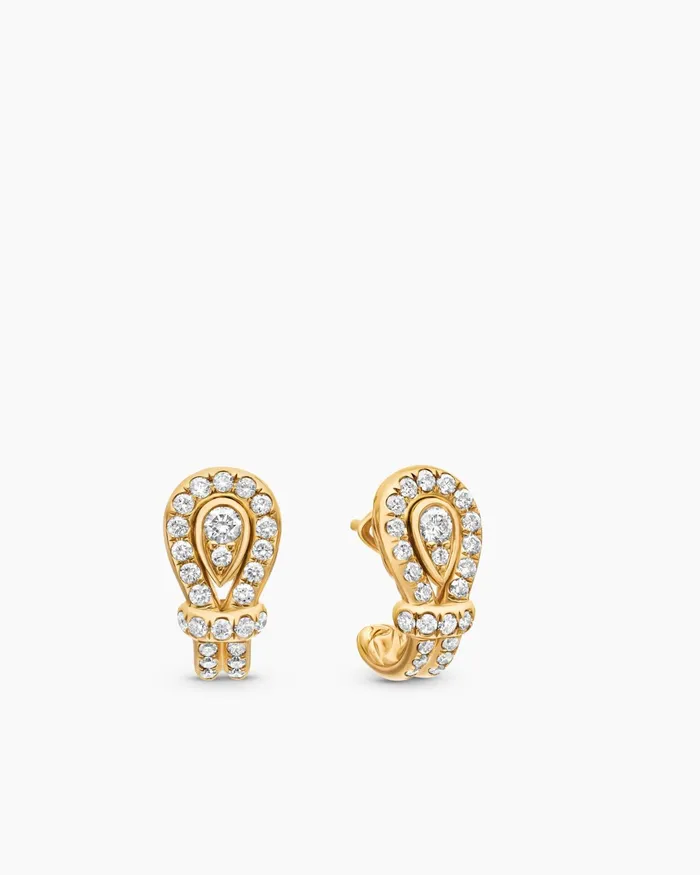 Thoroughbred Loop Huggie Hoop Earrings In 18K Yellow Gold With Diamonds 145mm Women David Yurman Hoop Thoroughbred Loop Huggie Hoop Earrings In 18K Yellow Gold With Diamonds 145mm Women David Yurman Hoop