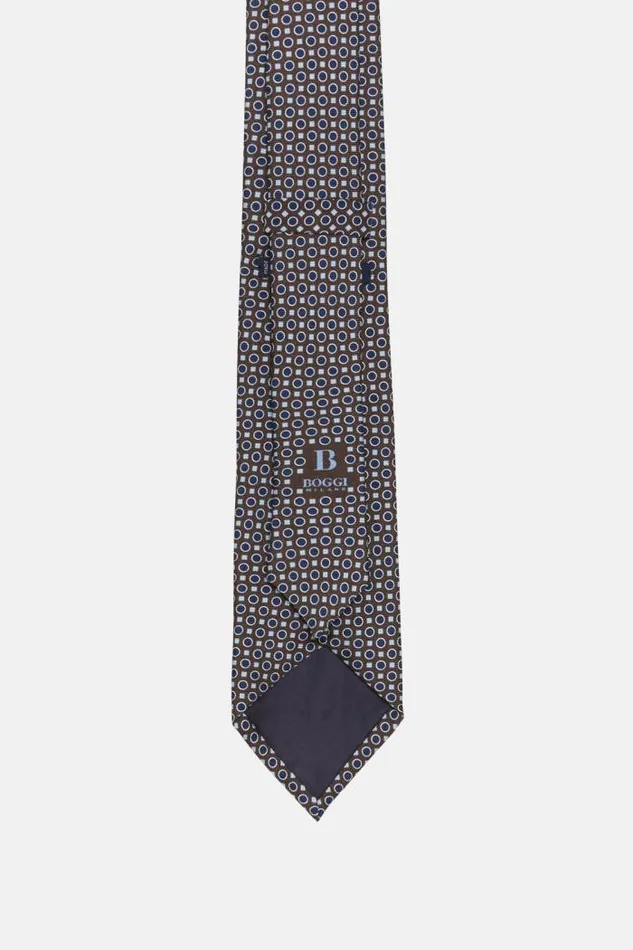 Ties Men Boggi Milano Geometric Motif Silk Tie Brown Ties Men Boggi Milano Geometric Motif Silk Tie Brown