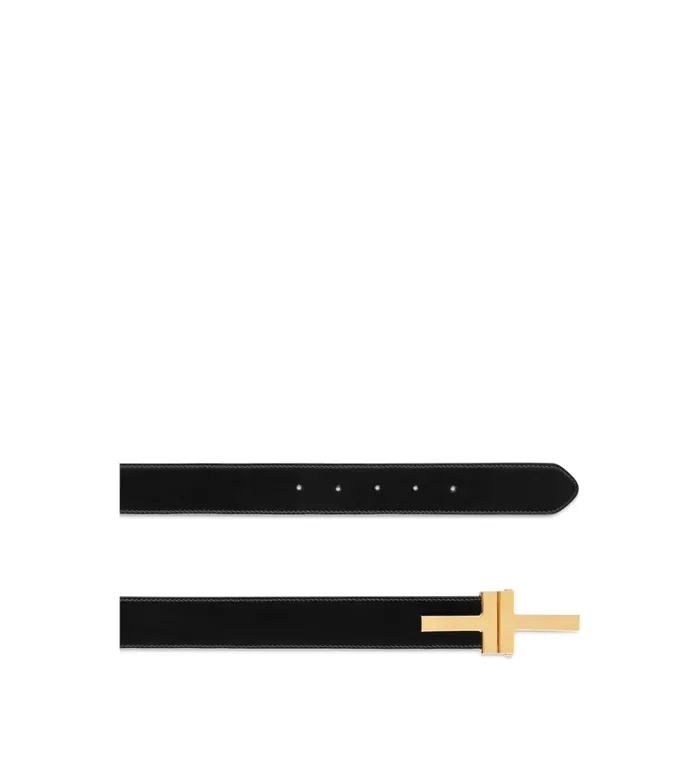 TOM FORD Belts Men SMOOTH LEATHER DOUBLE T BELT Black