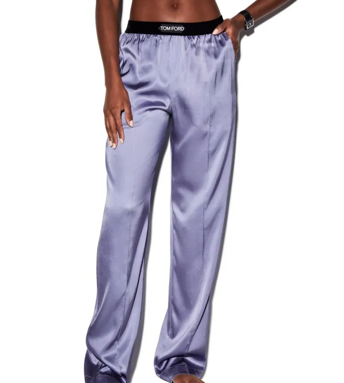 TOM FORD Bottoms Women STRETCH SILK SATIN PJ PANTS Pale Parma Violet TOM FORD Bottoms Women STRETCH SILK SATIN PJ PANTS Pale Parma Violet