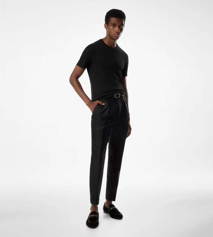 TOM FORD Knitwear Men PLACED RIB CREW NECK Black TOM FORD Knitwear Men PLACED RIB CREW NECK Black