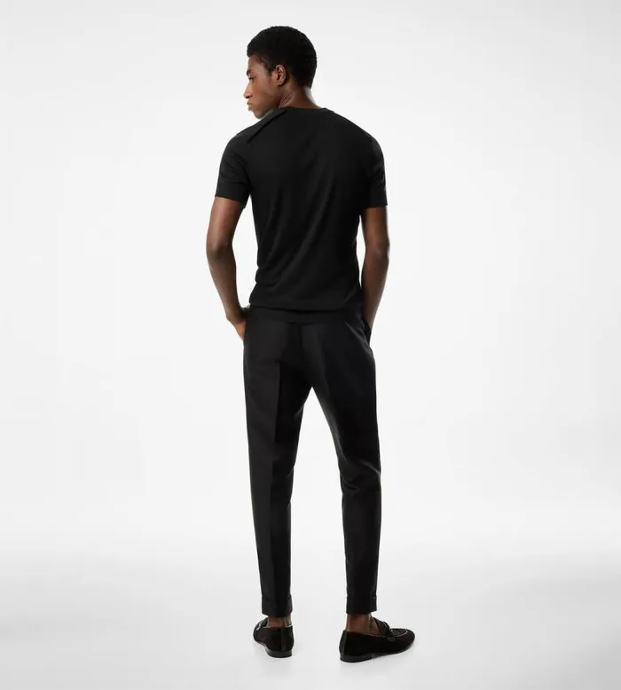 TOM FORD Knitwear Men PLACED RIB CREW NECK Black TOM FORD Knitwear Men PLACED RIB CREW NECK Black