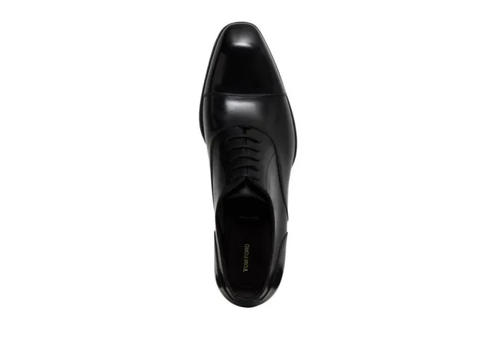 TOM FORD LaceUps Men SMOOTH LEATHER ELKAN CAP TOE LACE UPS Black TOM FORD LaceUps Men SMOOTH LEATHER ELKAN CAP TOE LACE UPS Black
