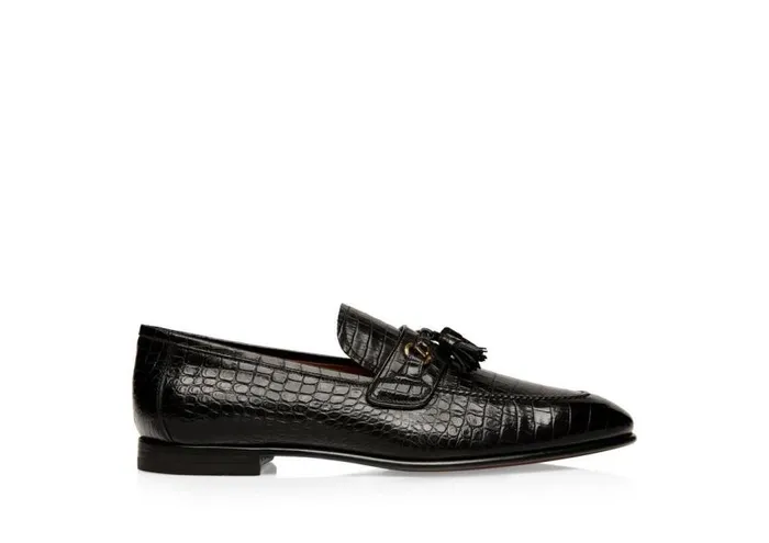 TOM FORD Loafers Men PRINTED ALLIGATOR SEAN TASSEL LOAFER Black