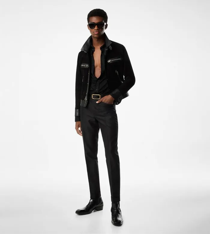 TOM FORD Outerwear Men SOFT SUEDE CONTRAST 4 ZIP WESTERN Black TOM FORD Outerwear Men SOFT SUEDE CONTRAST 4 ZIP WESTERN Black