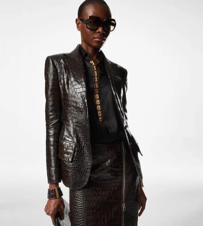 TOM FORD Skirts Women CROC EMBOSSED LEATHER SKIRT Chocolate Ombre039 TOM FORD Skirts Women CROC EMBOSSED LEATHER SKIRT Chocolate Ombre039