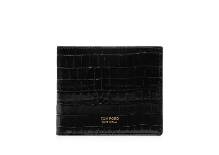 TOM FORD Small Leather Goods Men GLOSSY PRINTED CROC CLASSIC BIFOLD WALLET Black TOM FORD Small Leather Goods Men GLOSSY PRINTED CROC CLASSIC BIFOLD WALLET Black