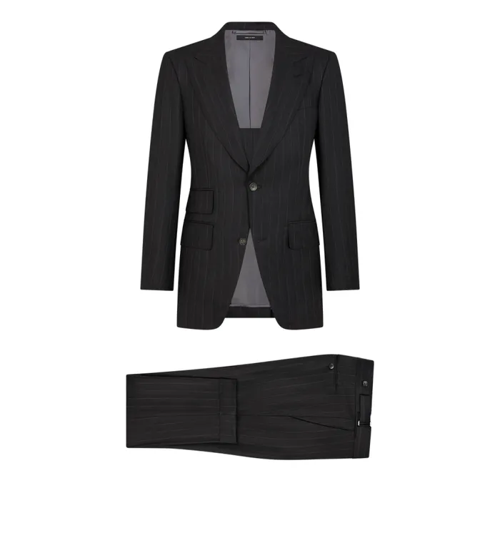 TOM FORD Suits Men HERRINGBONE STRIPE ATTICUS SUIT Dark Grey