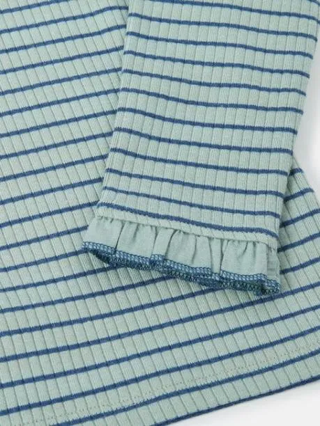 Tops and TShirts Girls Joules Blue Stripe High Neck Rib Top