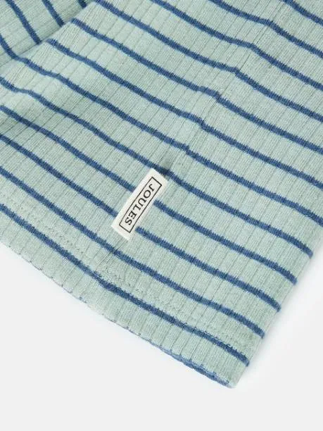 Tops and TShirts Girls Joules Blue Stripe High Neck Rib Top