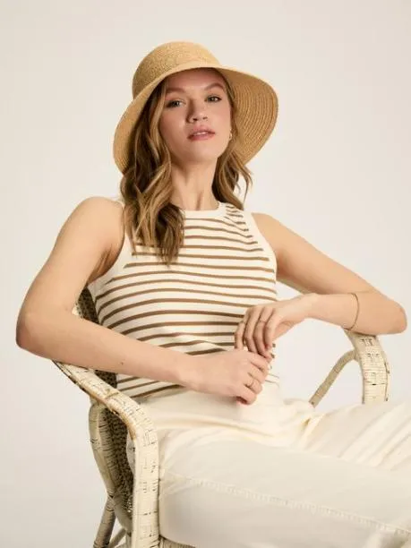 Tops and TShirts Women Joules Cream and Tan Striped Jersey Vest Tops and TShirts Women Joules Cream and Tan Striped Jersey Vest