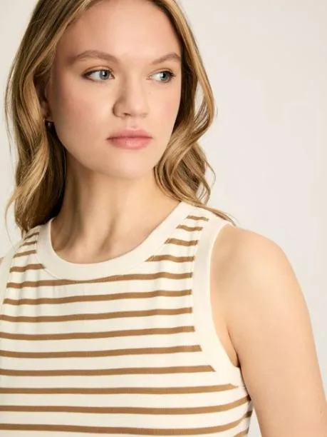 Tops and TShirts Women Joules Cream and Tan Striped Jersey Vest Tops and TShirts Women Joules Cream and Tan Striped Jersey Vest