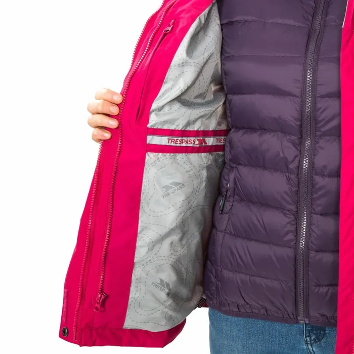 Trailwind 3 In 1 Down Jacket Cerise Women Trespass 3 In 1 Jackets