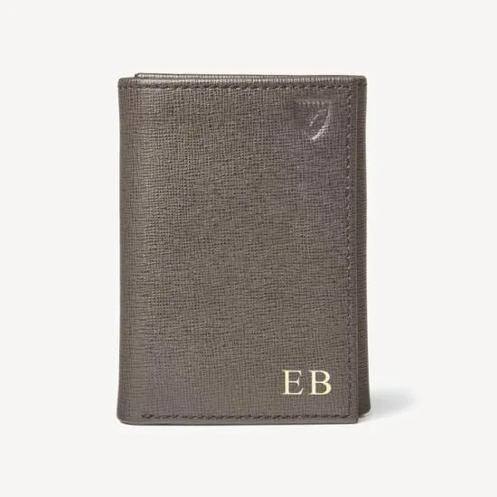 Trifold Wallet Charcoal Saffiano Men Aspinal Of London Trifold Wallets