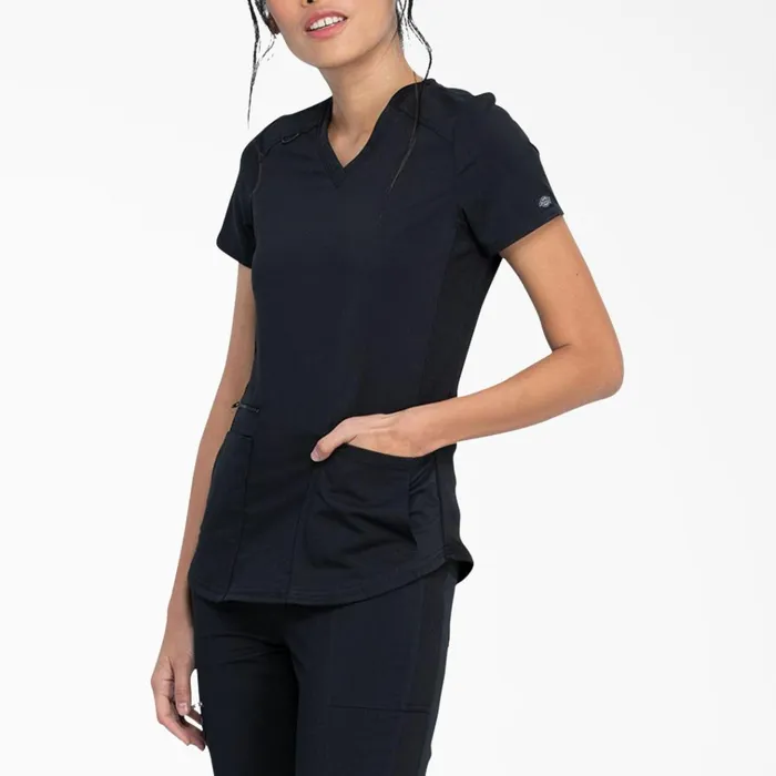 Women039s Balance VNeck Scrub Top With Zip Pocket Black Black blk Women Dickies Scrubs Women039s Balance VNeck Scrub Top With Zip Pocket Black Black blk Women Dickies Scrubs