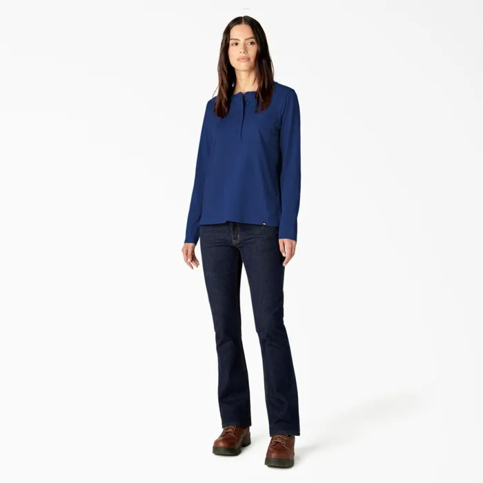 Women039s Heavyweight Henley Surf Blue Surf Blue fl Women Dickies Long Sleeve TShirts Women039s Heavyweight Henley Surf Blue Surf Blue fl Women Dickies Long Sleeve TShirts