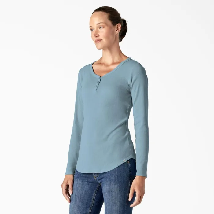 Women039s Henley Long Sleeve Shirt Clear Blue Clear Blue eu Women Dickies Work Tops Women039s Henley Long Sleeve Shirt Clear Blue Clear Blue eu Women Dickies Work Tops