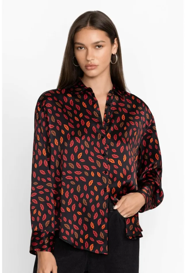 Women Amora Boxy Charmeuse Shirt Amora Johnny Was Tops