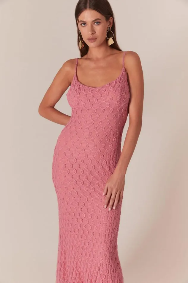 Women Bardot Day To Night Dresses Adoni Mesh Midi Dress In Lili Pink