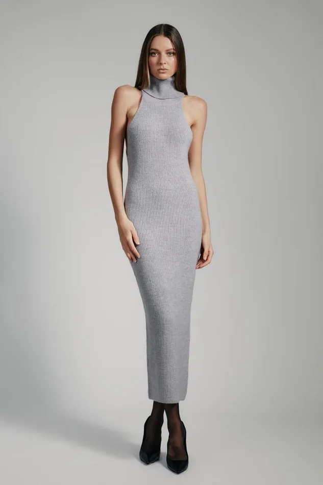 Women Bardot Day To Night Dresses Mariano Knit Maxi Dress In Grey