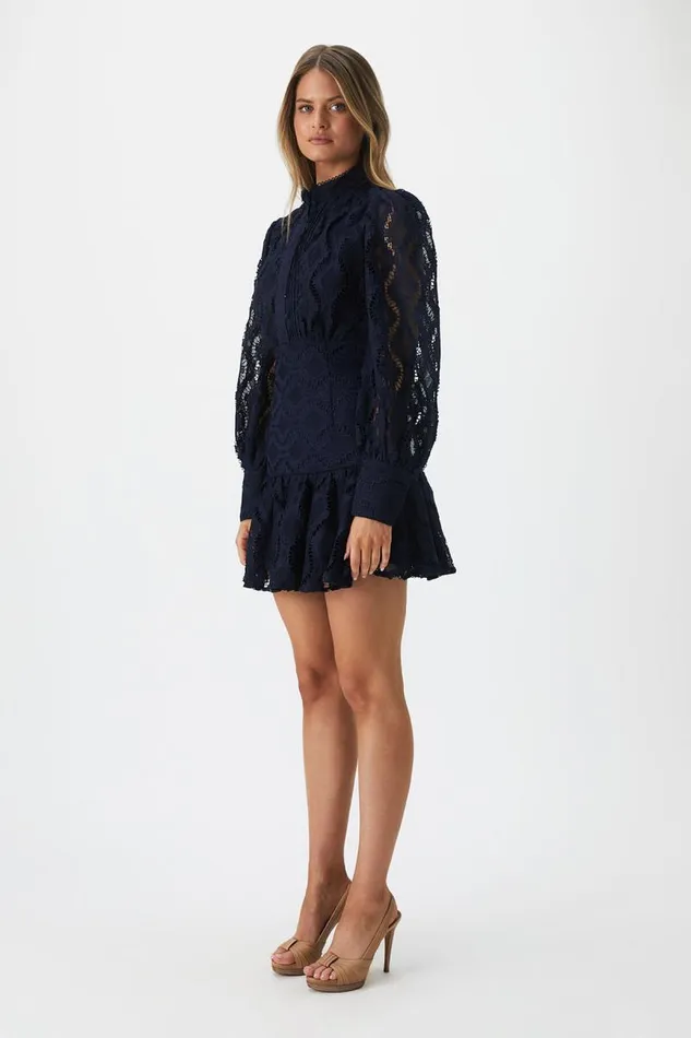 Women Bardot Day To Night Dresses Remy Lace Dress In Navy Women Bardot Day To Night Dresses Remy Lace Dress In Navy