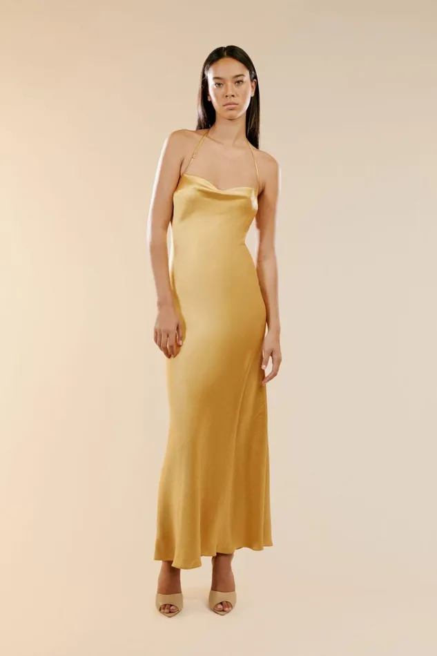 Women Bardot Occasion Dresses Carlen Maxi Dress In Gold