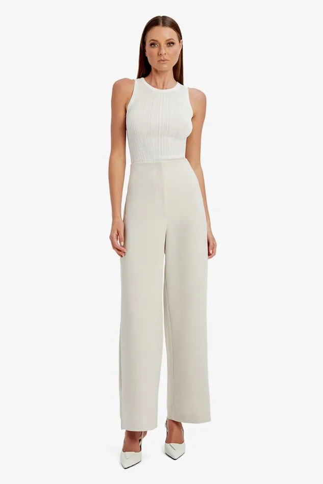 Women Bardot Pants Anna Mid Waist Tailored Pant In Orchid White Women Bardot Pants Anna Mid Waist Tailored Pant In Orchid White