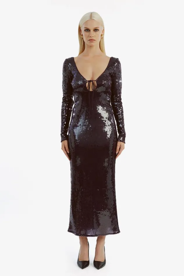 Women Bardot Party Dresses Verona Sequin Maxi Dress In Purple Women Bardot Party Dresses Verona Sequin Maxi Dress In Purple
