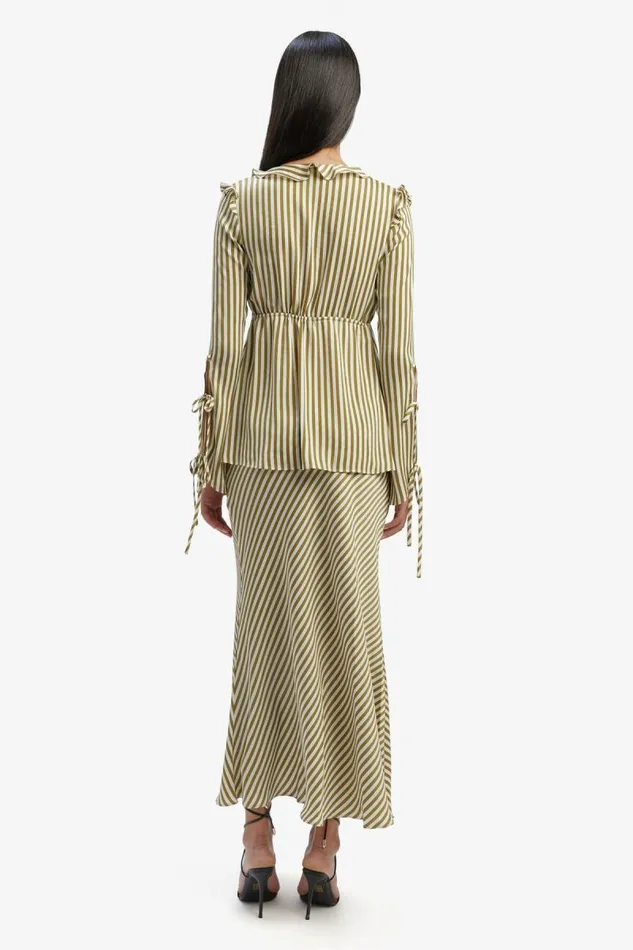 Women Bardot Party Tops Dhalia Frill Blouse In Green Str Women Bardot Party Tops Dhalia Frill Blouse In Green Str