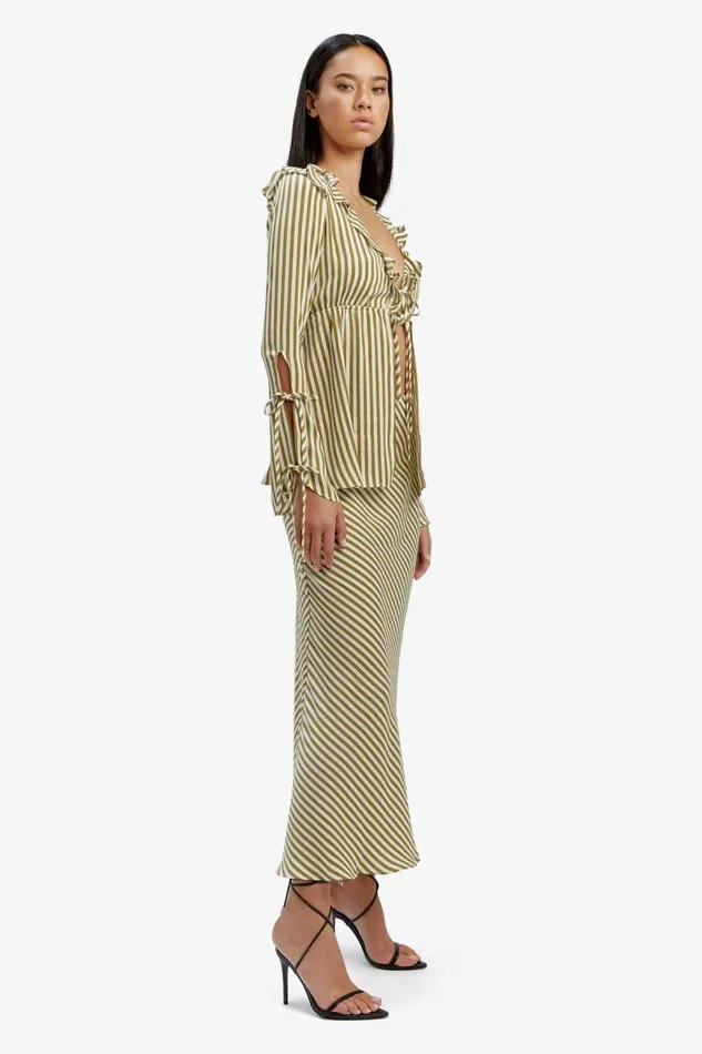 Women Bardot Party Tops Dhalia Frill Blouse In Green Str Women Bardot Party Tops Dhalia Frill Blouse In Green Str