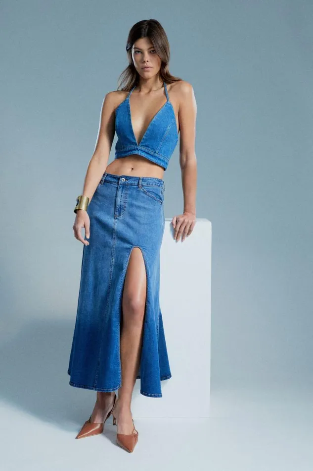 Women Bardot Skirts Cynthia Mid Maxi Skirt In Mid Blue