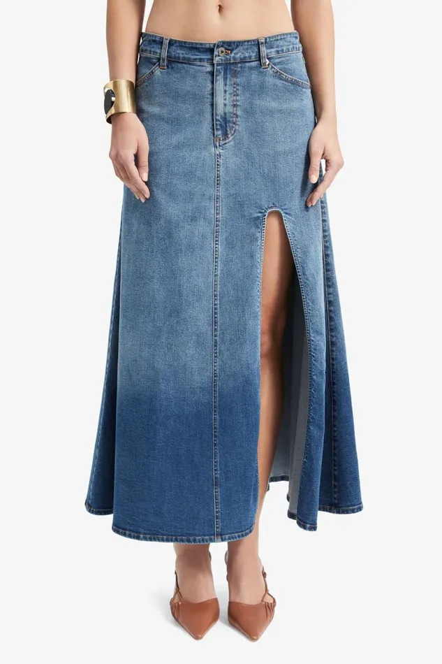 Women Bardot Skirts Cynthia Mid Maxi Skirt In Mid Blue Women Bardot Skirts Cynthia Mid Maxi Skirt In Mid Blue