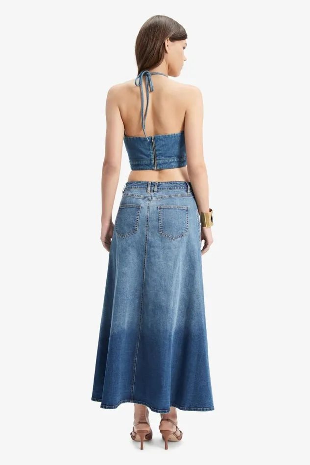Women Bardot Skirts Cynthia Mid Maxi Skirt In Mid Blue Women Bardot Skirts Cynthia Mid Maxi Skirt In Mid Blue