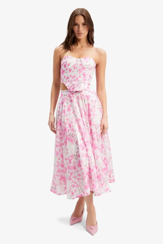 Women Bardot Skirts Mirabelle Midi Skirt In Pink Floral Women Bardot Skirts Mirabelle Midi Skirt In Pink Floral