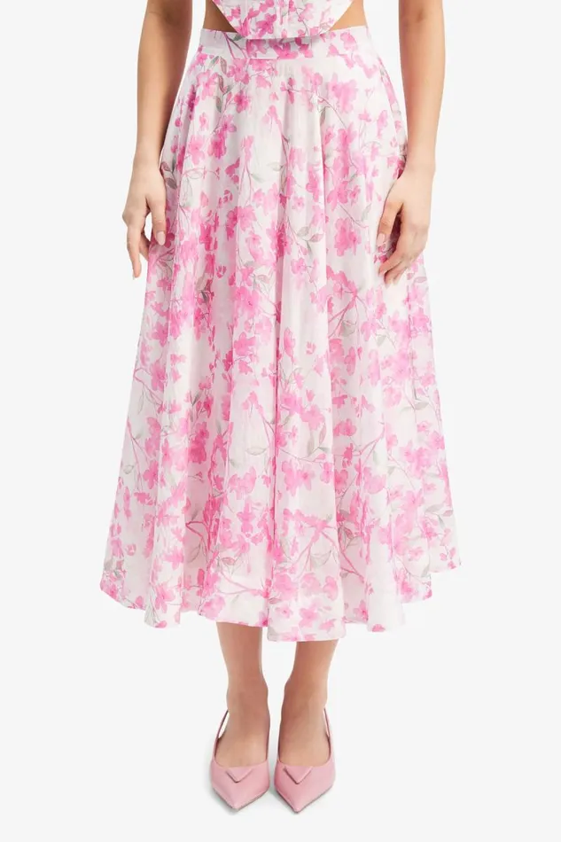 Women Bardot Skirts Mirabelle Midi Skirt In Pink Floral Women Bardot Skirts Mirabelle Midi Skirt In Pink Floral