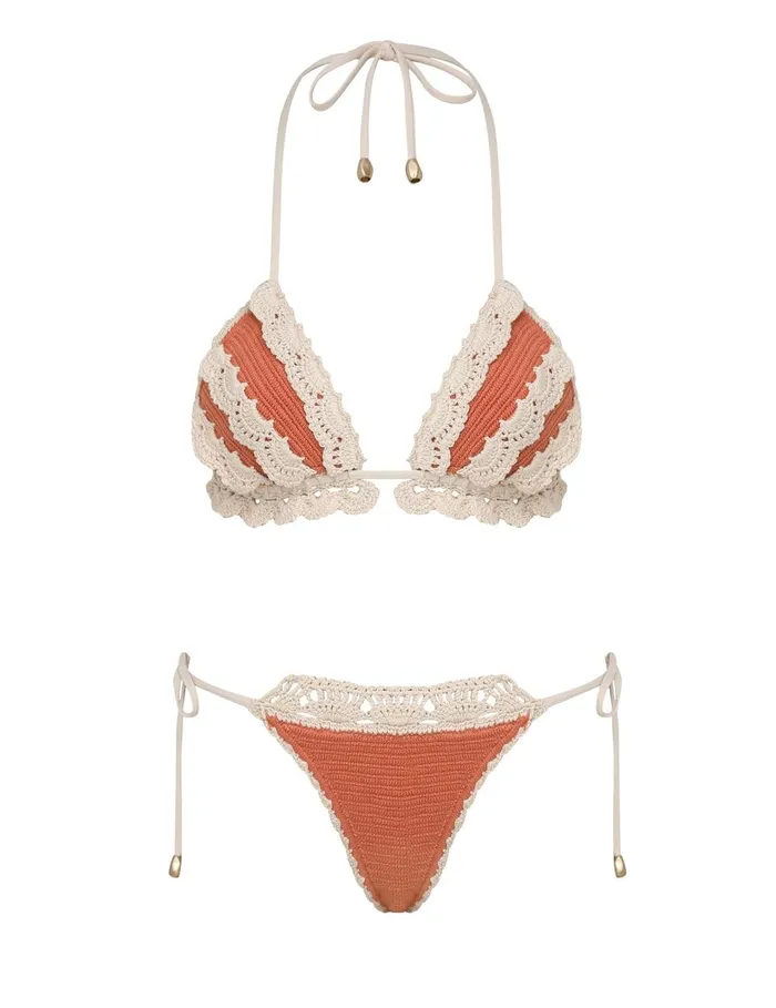 Women Bikinis Zimmermann Wylie Knit Tri Bikini Coral