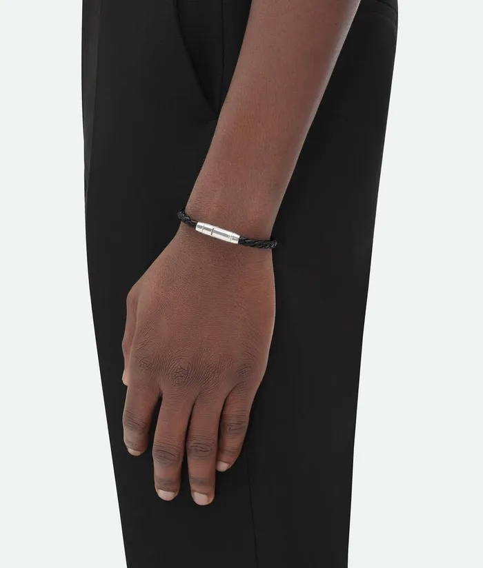 Women Bottega Veneta Bracelets Braid Leather Bracelet Black